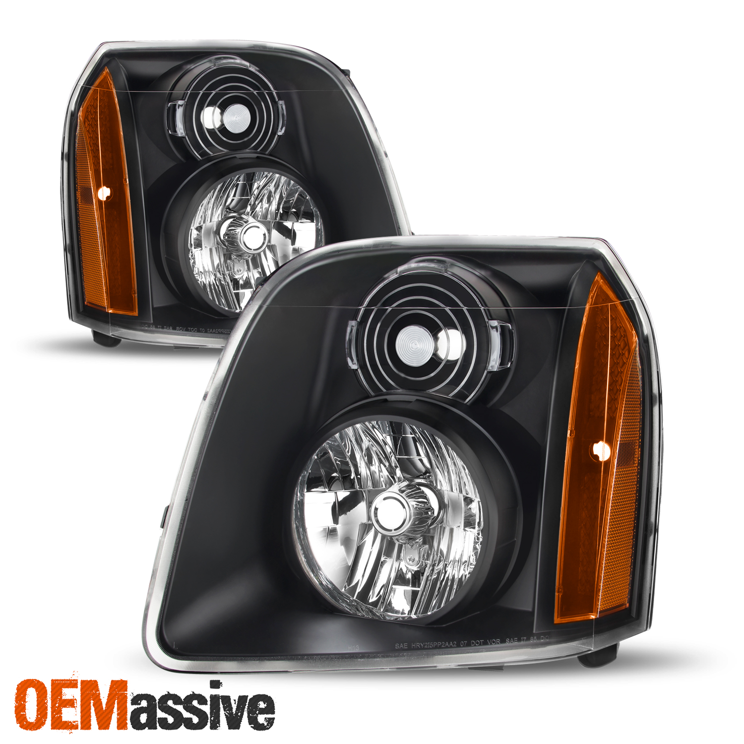 Fit 20072014 GMC Yukon/XL/Hybrid Black Replacement Headlights